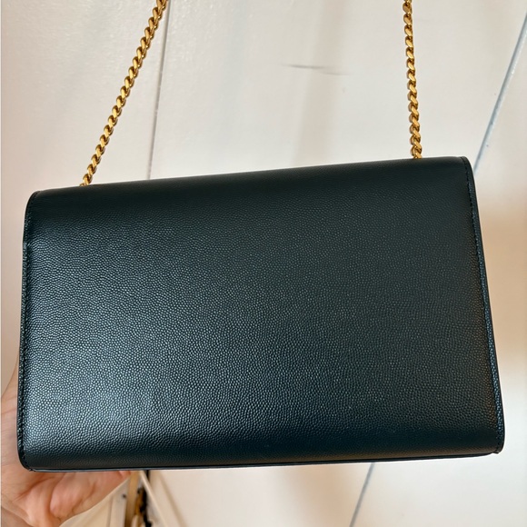 Authentic Yves Saint Laurent Kate Dark Green Crossbody with Gold Chain - Picture 2 of 10
